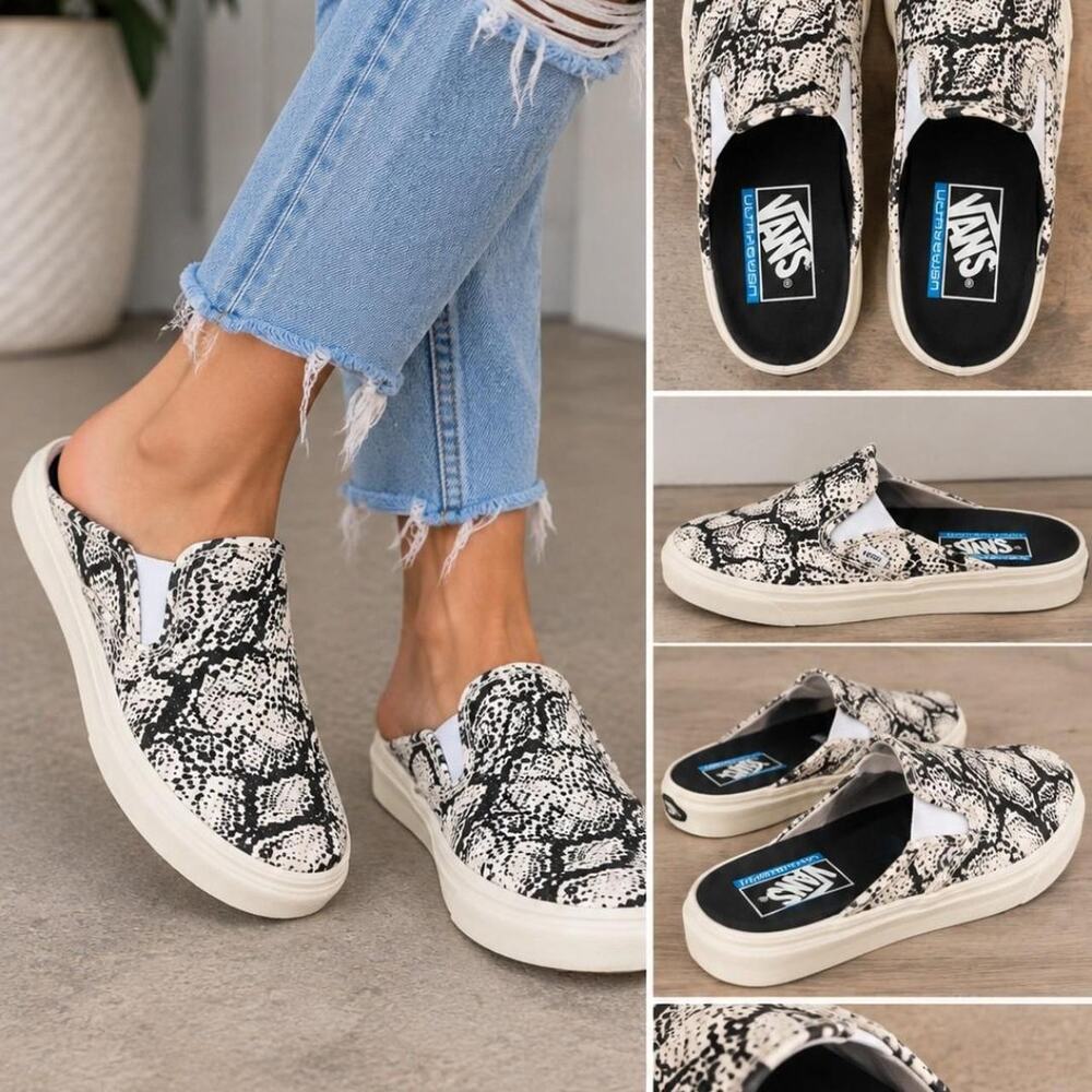 Vans UltraRange Snakeskin Slip-On Sneakers 🐍🤍